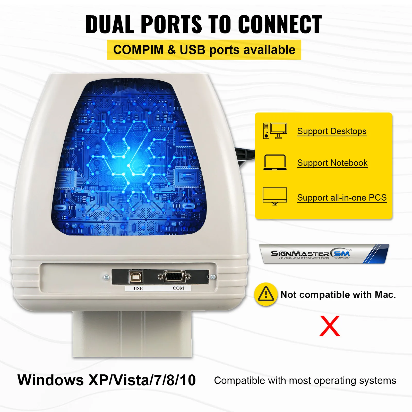 Vinyl Cutter Plotter 28 / 34 Inch VEVOR 20 Blades LCD Signmaster Software USB Port 2 Pinch Rollers