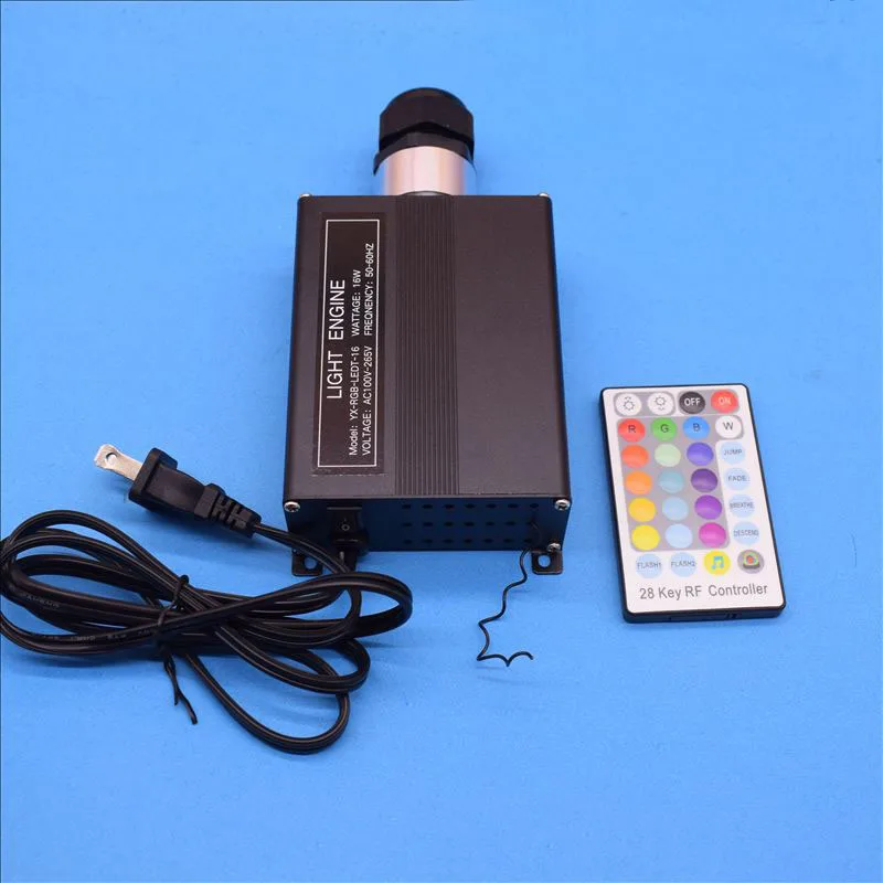 220V 16W RGB LED Fiber Optic Light Kit with Sparkle Flash Point PMMA Fiber Optic Cable for Decorate Lighting