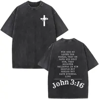 Christian Jesus Faith Over Fear Bible Verse Washed T-shirts Men Women Fashion Vintage Oversized T Shirts Harajuku Cotton T-shirt 2