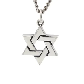 Real silver polishing 3D fashion hexagonal star chain pendant men women s925 pure silver simple hexagram pendants jewelry gift 1