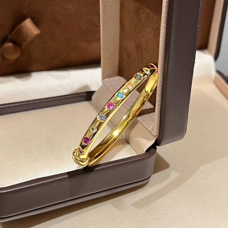Fashion gloss inlaid colorful diamonds bracelets for women simple and charms bracelet party fine jewelry - 2