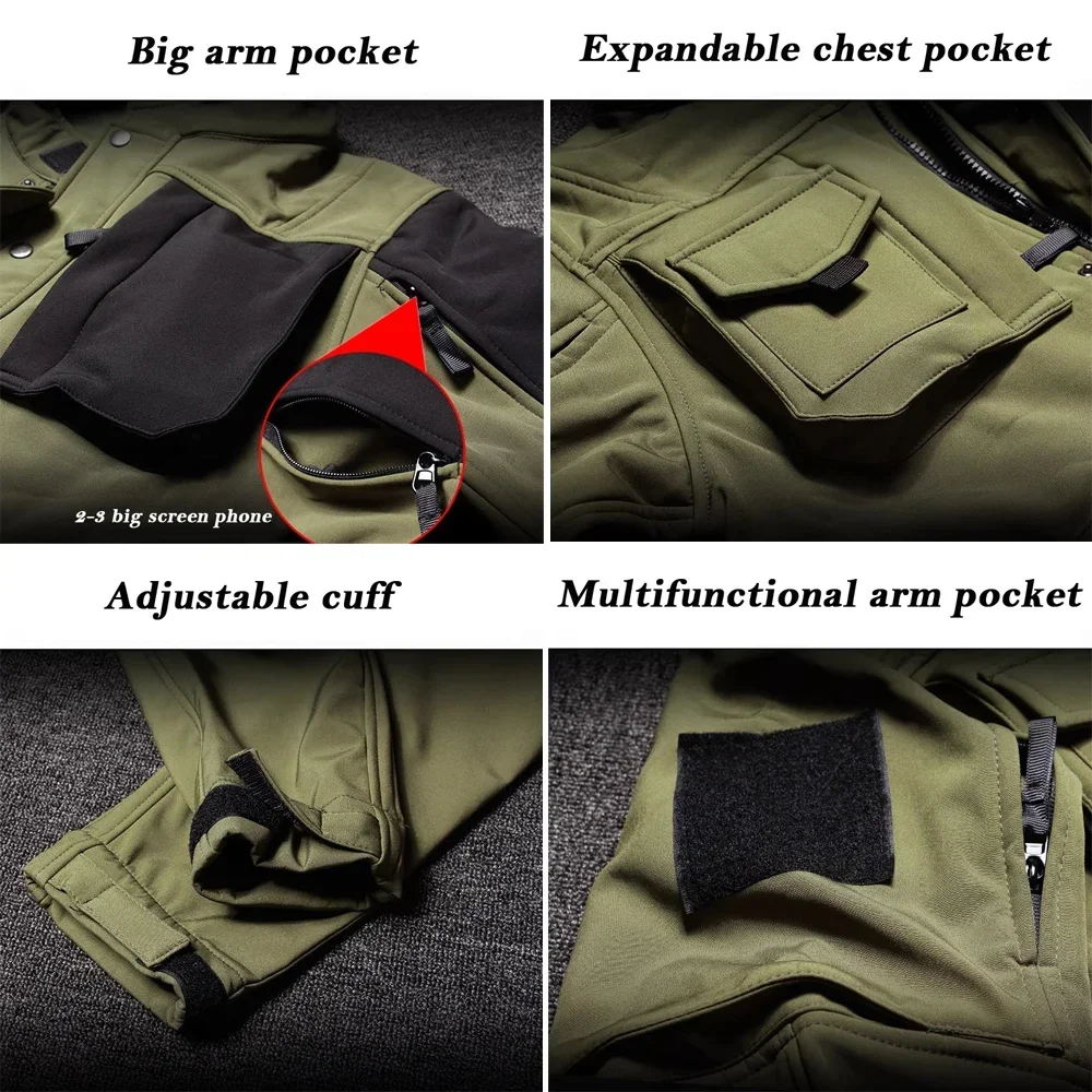 Winter Tactical Sets Men SoftShell Jacket Fleece Pants Waterproof Windproof Warm Suits Outdoor Hiking Hunting Combat Uniform hiking jackets waterproof hiking jackets waterproof jacket waterproof coats tactical combat suit