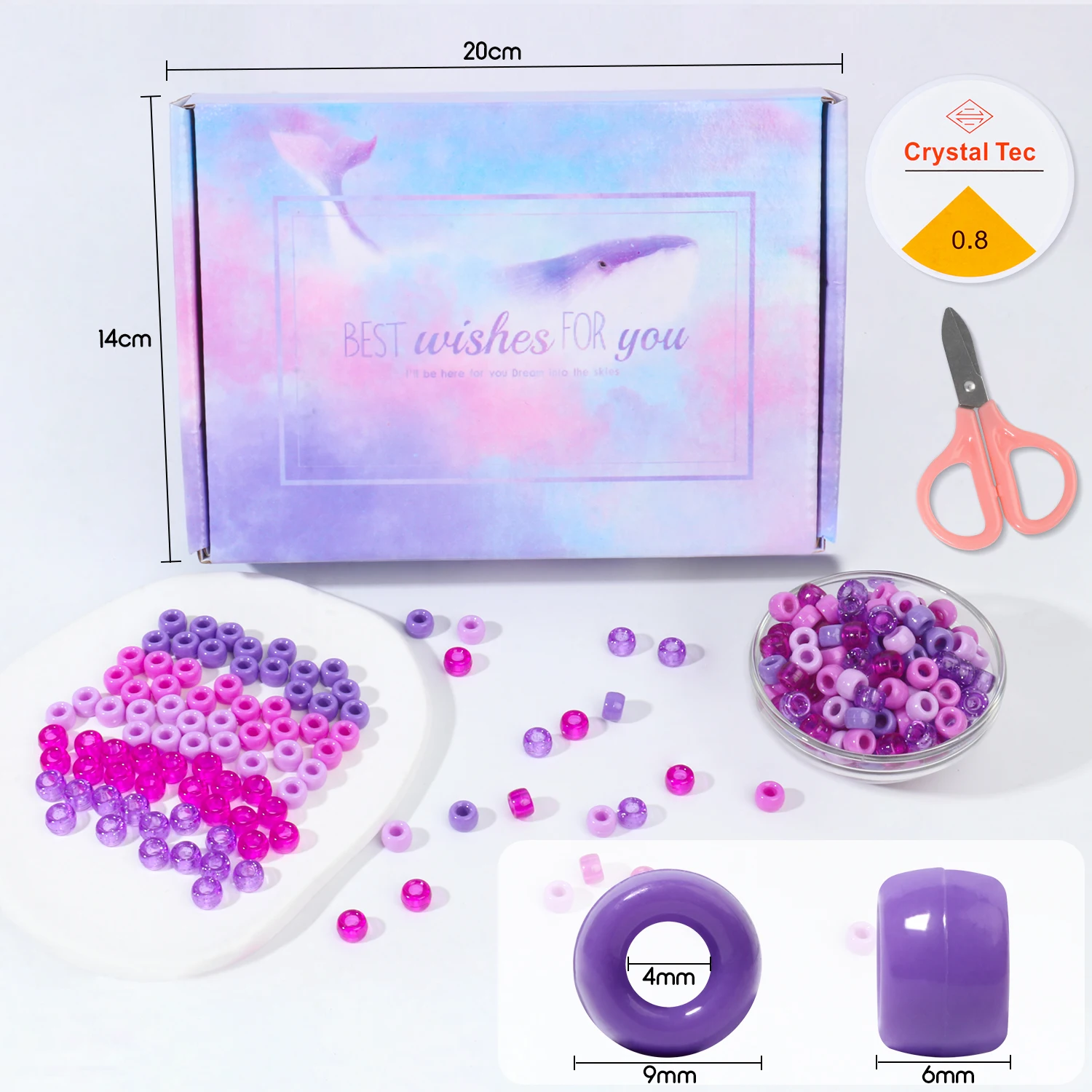 Purple Color Pony Beads Acrylic Flat Round Spacer Beads Jewelry Fashion Make Bracelets Necklace Accessory Christmas Gift 1200pcs