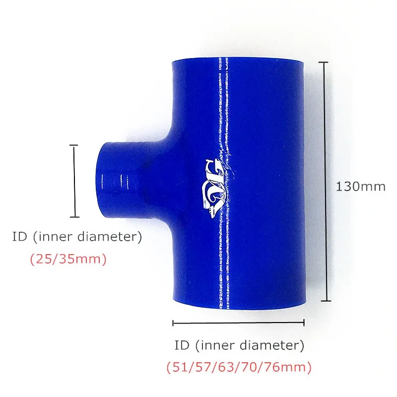 T Shape Silicone Hose ID 51/57/63/70/76mm 2" 2.5" 2.75" 3" Turbo Silicone Rubber Joiner for Intercooler Tube 25mm/35mm