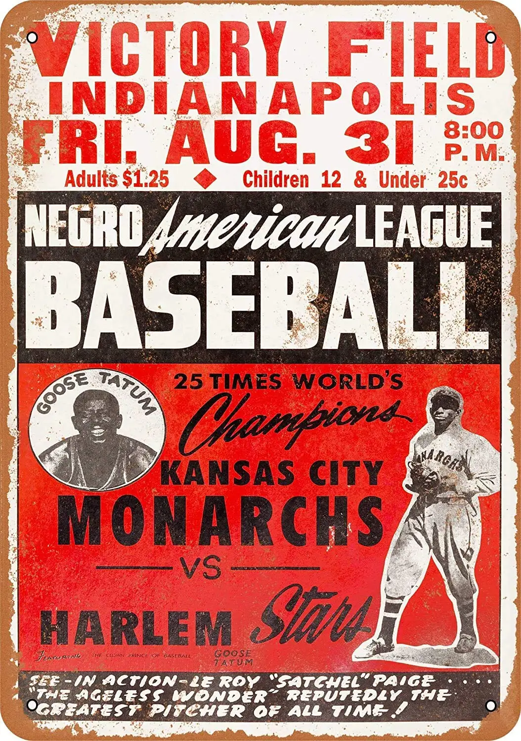 

1947 черные Лиги KC Монархи против Гарлема 12X8 дюймов Ретро металлический жестяной знак-винтажный художественный плакат налет