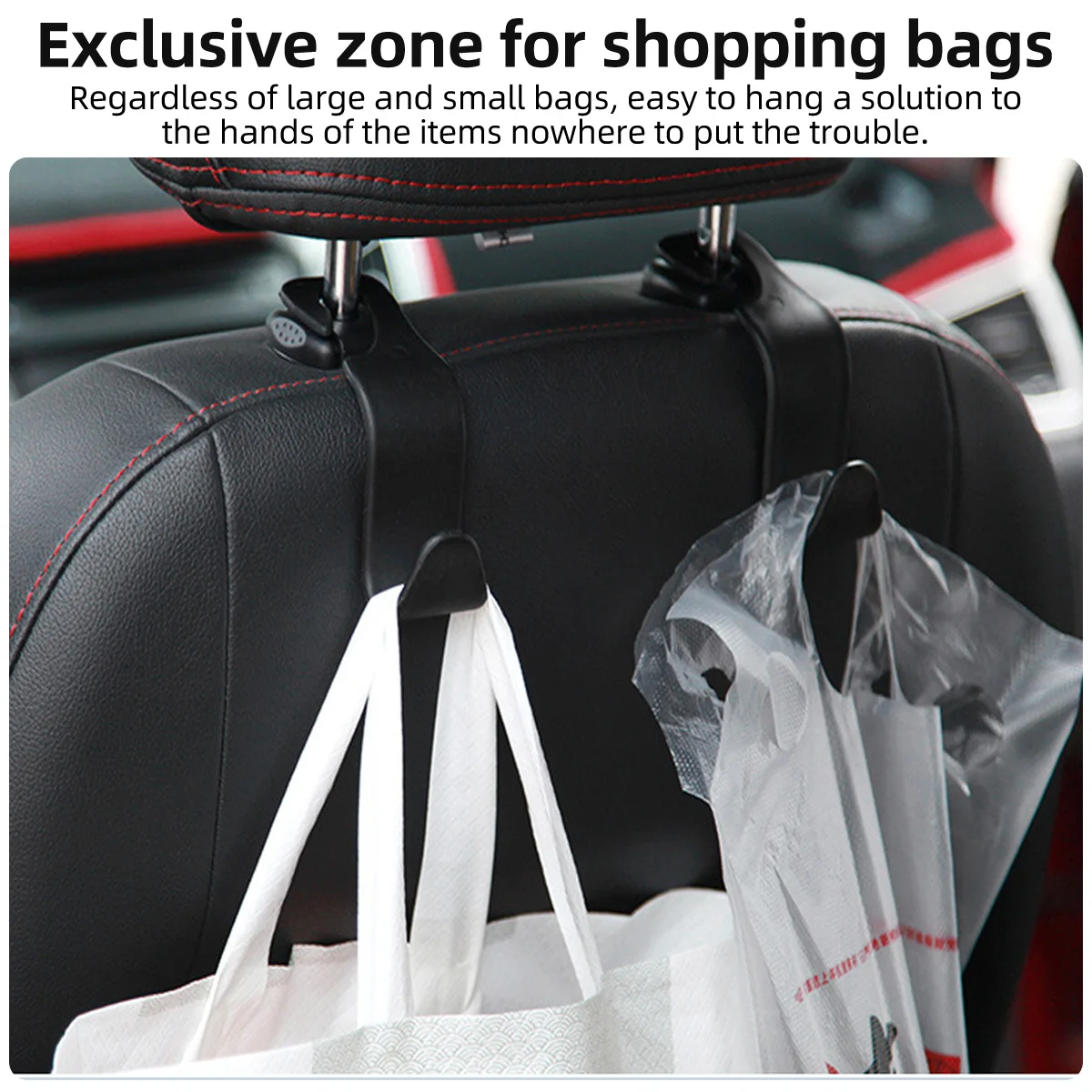 2PCS Car Headrest Hanger Hook Multifunction Seat Back Phone Holder Handbag  Purse Hanger Fastener Clip Interior Accessories