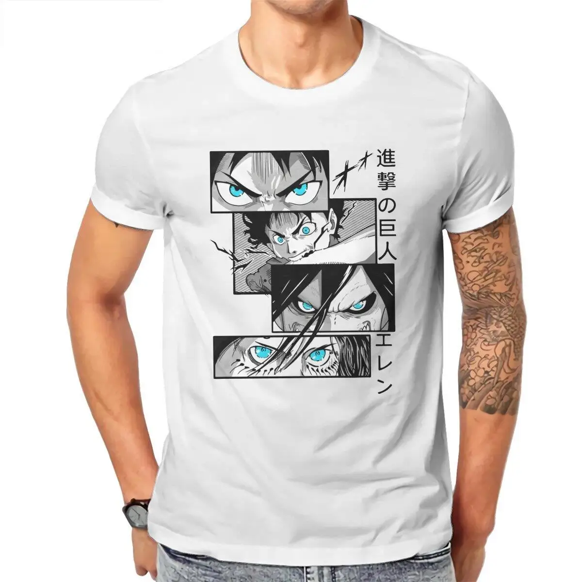 

Anime Shingeki No Kyojin Eye T Shirts Men Cotton Vintage T-Shirts Round Neck Japanese Anime Attack on Titan Tees Tops Plus Size