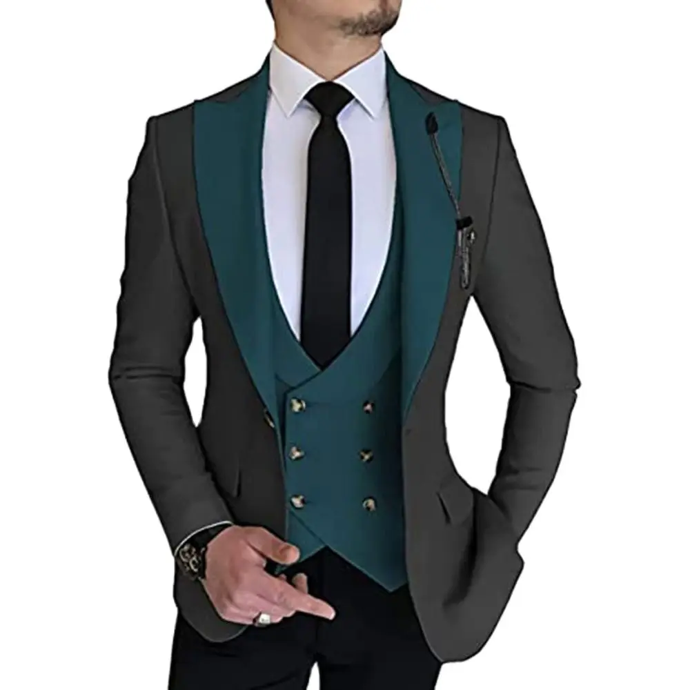 Tailor Made Groom Wear Party Wedding and Business Prom Slim Fit Peak Lapel Suit 3 Piece (Jacket Vest Pants)  Costume Homme