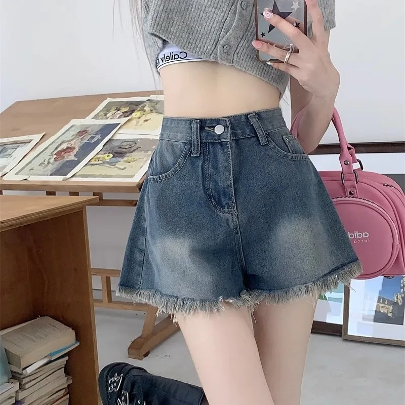 Denim Shorts Bleach Wash Effect