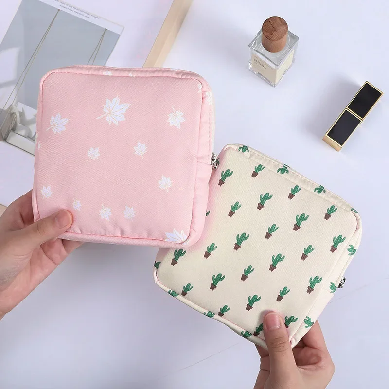 

Sanitary Napkin Storage Bag Waterproof Tampon Storage Bag Portable Cosmetic Headset Data Cable Literary Zipper Coin Storage Case