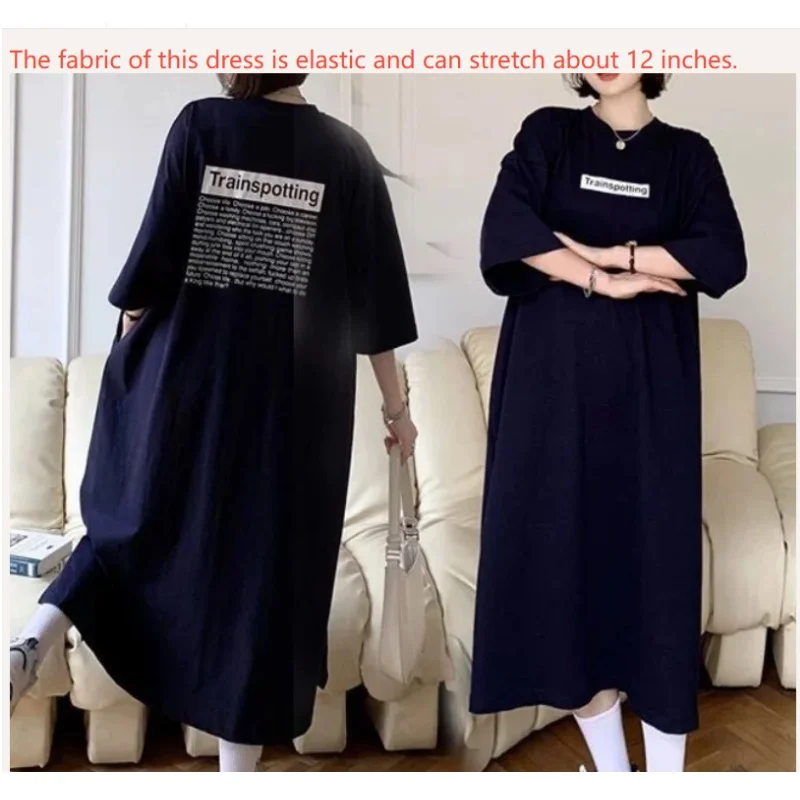 Vintage Casual Women's Plus Size T-Shirts Dress New In Korean Lady's Streetwear Oversize Female Maternity Dress Chic Dress 6 Vintage Casual Women's Plus Size T-Shirts Dress New In Korean Lady's Streetwear Oversize Female Maternity Dress Chic Dress - Image 6