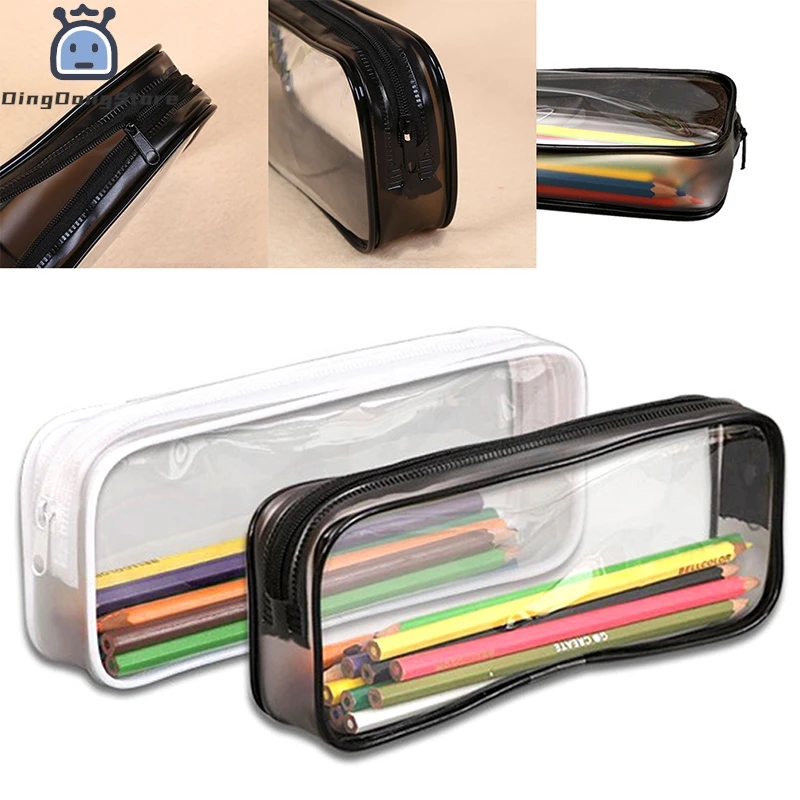 1Pc soft plastic transparent pencil case student Pvc clear pen bag office student supplies pencil cases