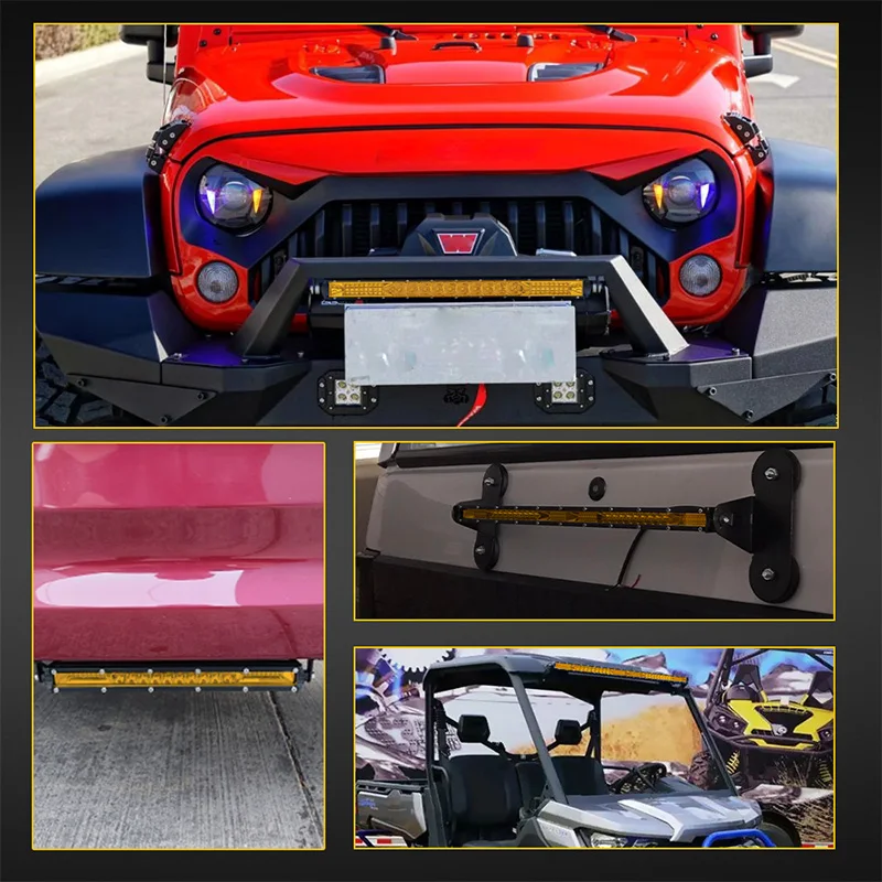 Barra de luz LED para Jeep, Off Road, Spot Inundaรงรฃo Combo, Lรขmpada de trabalho, Slim, Amarelo, Jeep, Lada, Niva, ATV, 4x4, 12V, 24V, 10 dentro, 20