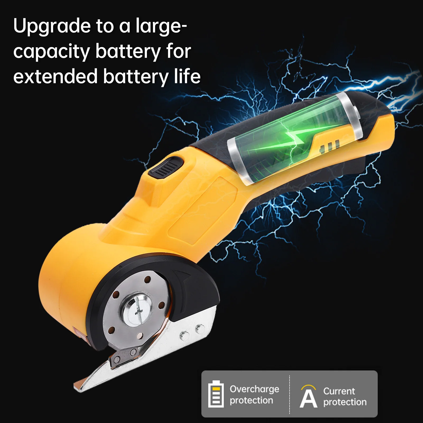 Cordless Electric Scissors 3.6V Rechargeable Cardboard Box Cutter Fabric Scissor w/ Spare Blade Safety Lock&LED Light for Craft