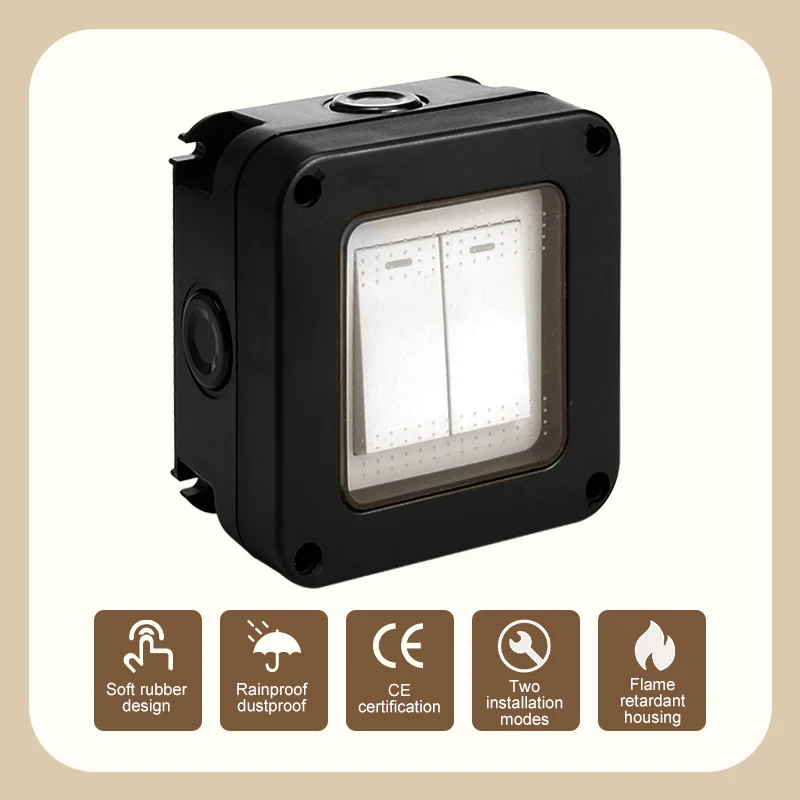 way outdoor dustproof switches campainha 10a 16a 01