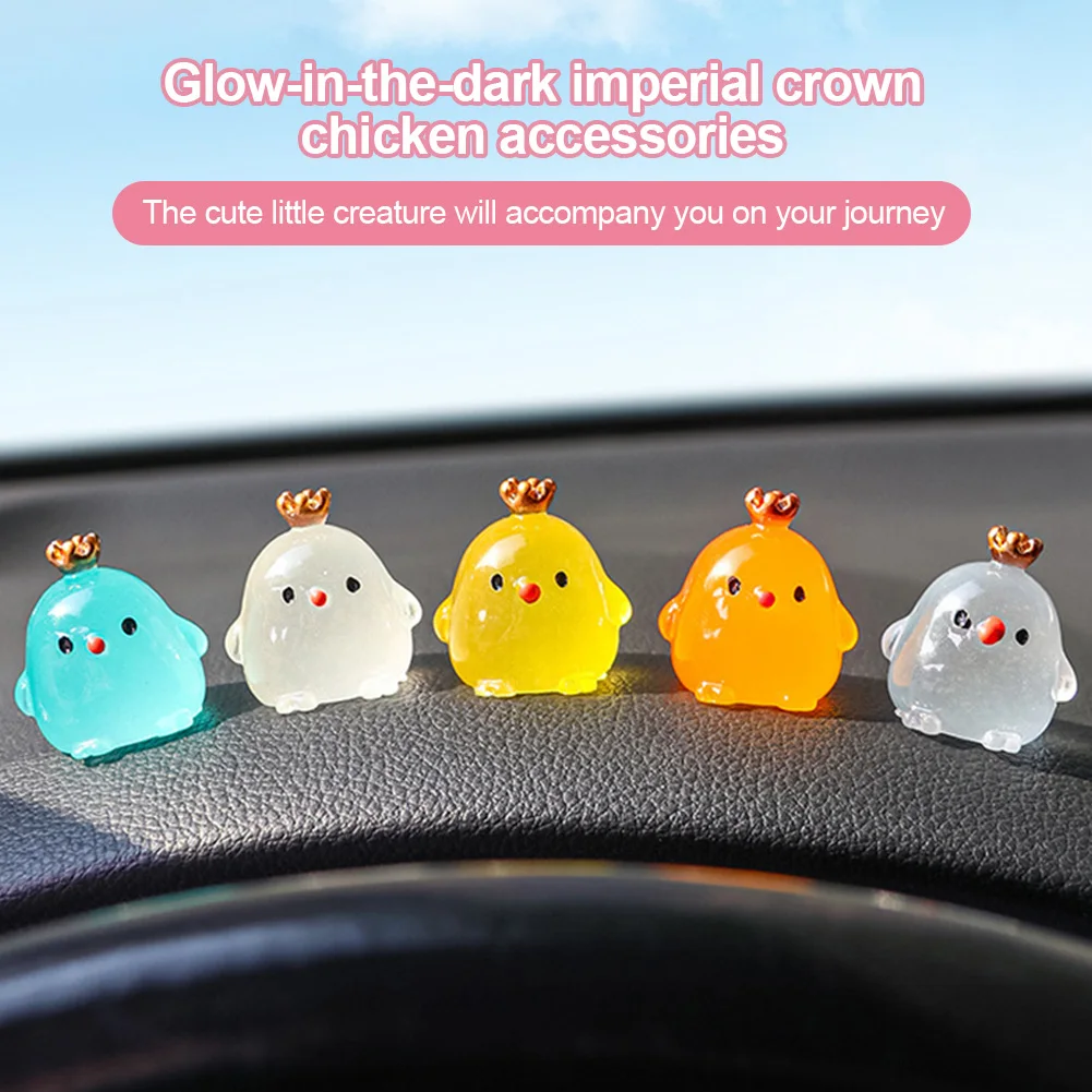 1PC Glow In The Dark Toys Cream Gum Resin Accessories Stereo Crown Chicken Handmade Night Light Decorative Ornaments Micro-view