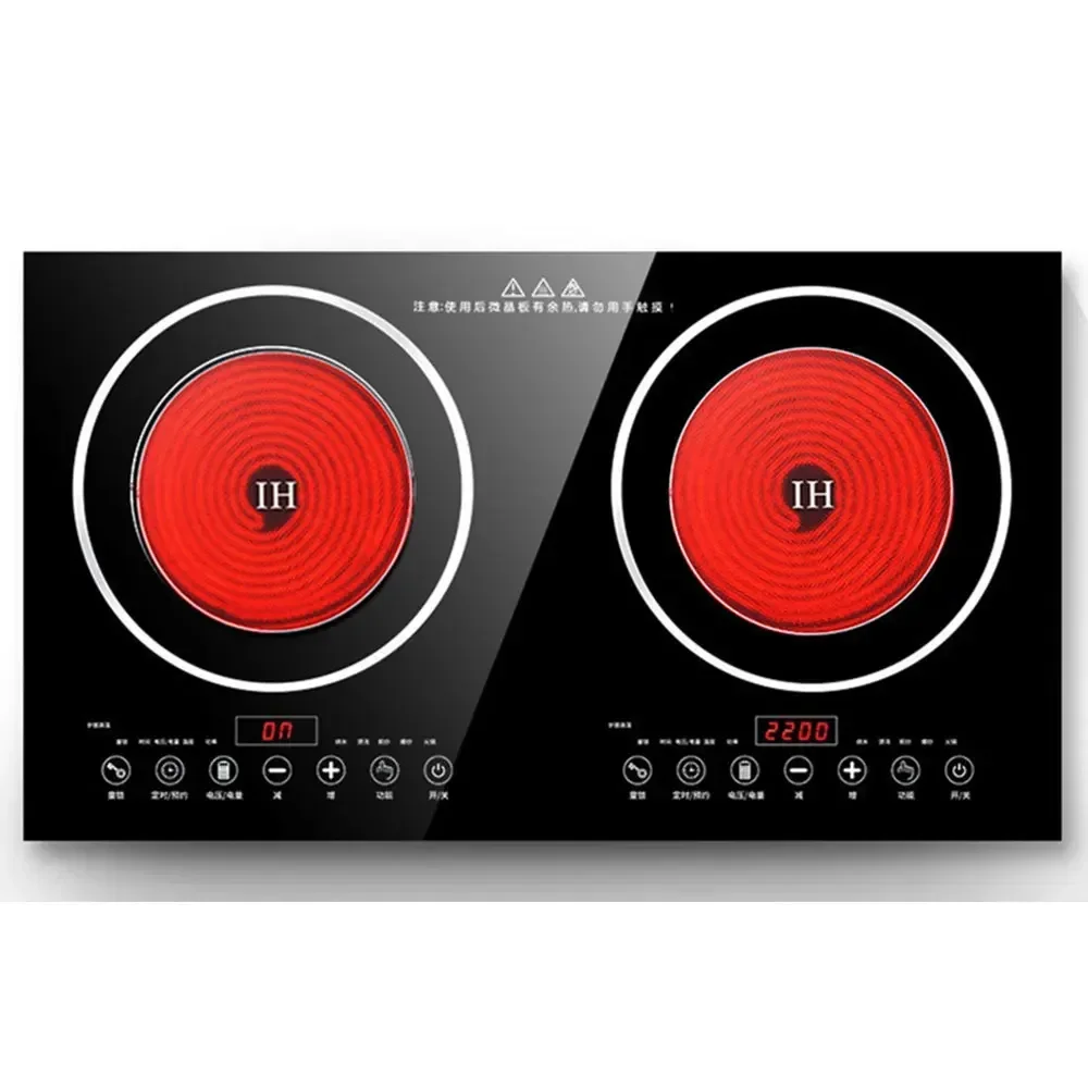 Double Head High-Power Rapid Heating Double-Head Electric Ceramic Stove Knob Control For Kitchen High-Temperature Cookware