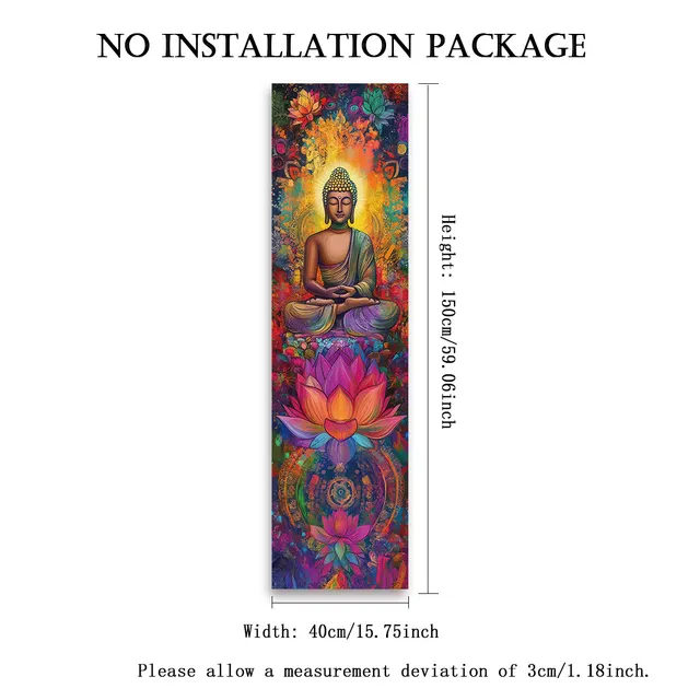 Statues de bouddha et décoration murale de Lotus, tapisserie verticale Mandala colorée, tenture murale, méditation, Religion, Art 5