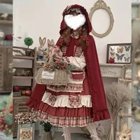 MAGOGO Christmas Lolita Dress Kawaii Costume Red Cloak Soft Sister Long Sleeve Party OP Victorian Dress Japanese Lolita Clothing - Image 5