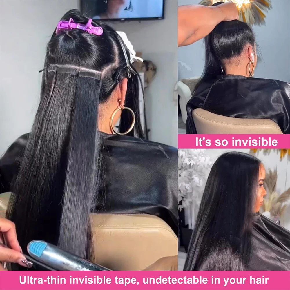 Kinky Straight Tape In Hair Extensions Human Hair Remy Hair Extensions Invisible Brazilian Hair 20pcs 50g