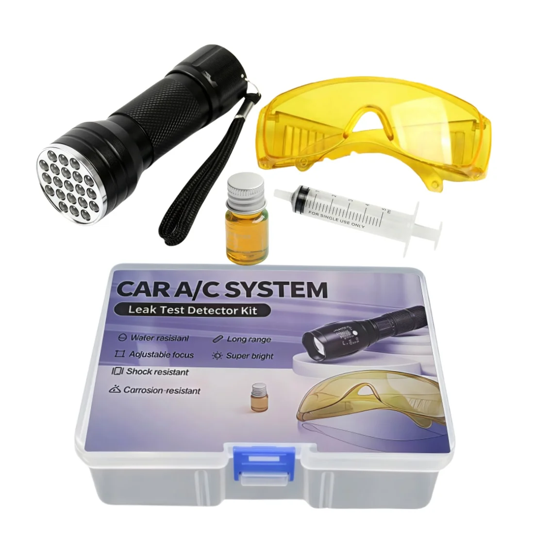 Kit De Détection De Fuites UV AC Avec Lampe De Poche Et Lunettes