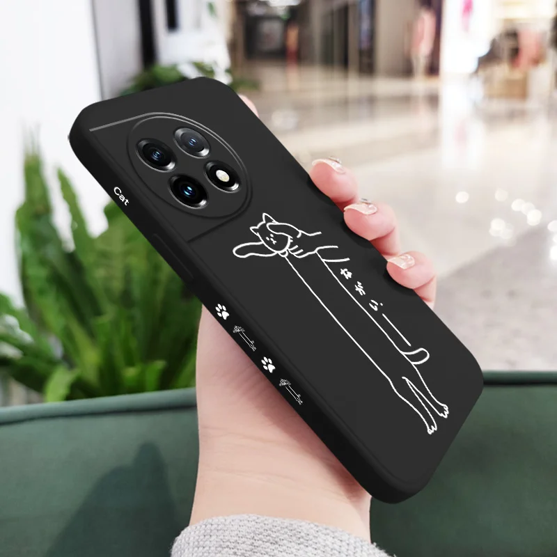 Elegant Long Horned Cat Liquid Silicone Phone Case Cover