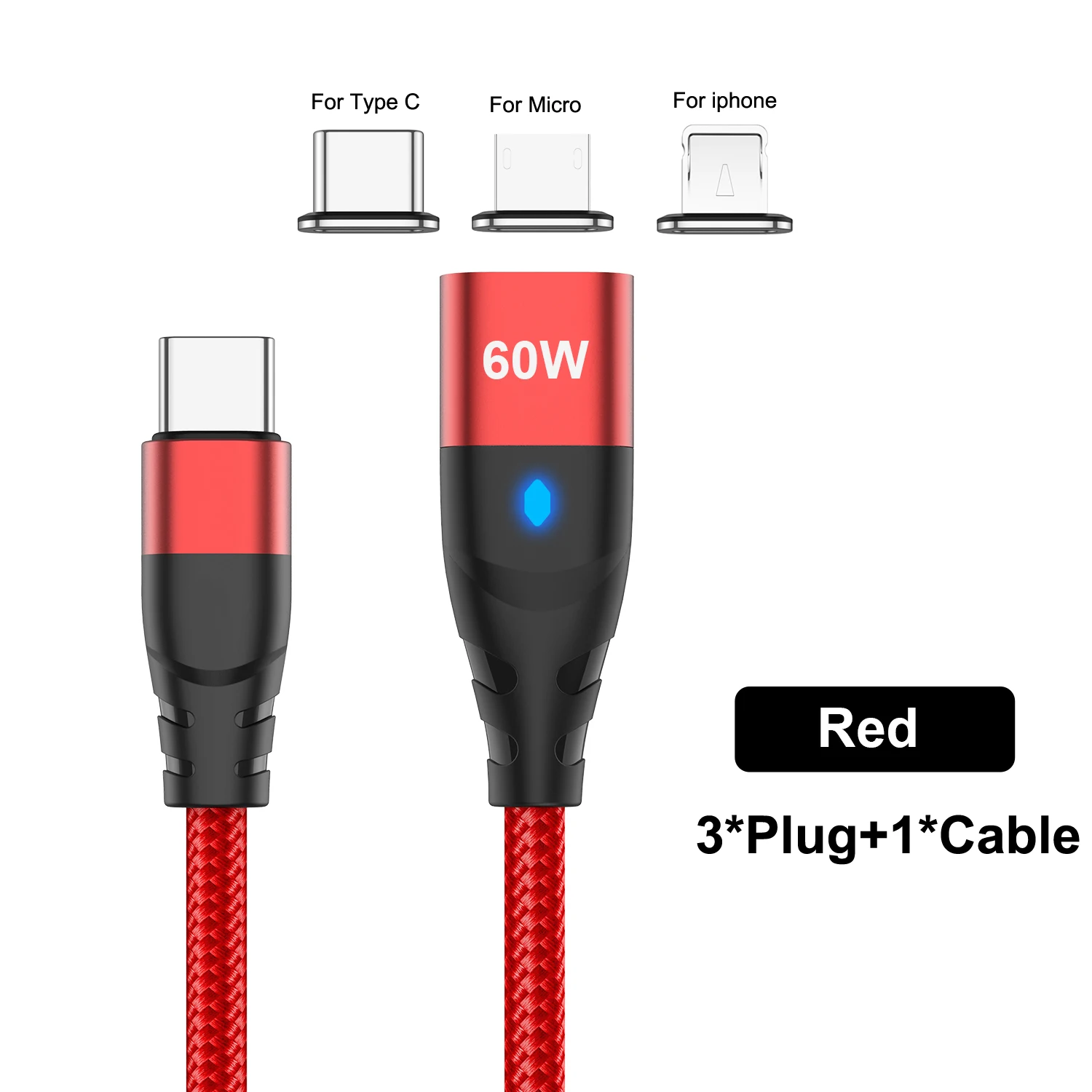 ตัวเลือกสินค้า สายชาร์จแม่เหล็ก USB-C ถึง Type-C และ Micro สำหรับ iPhone Samsung
