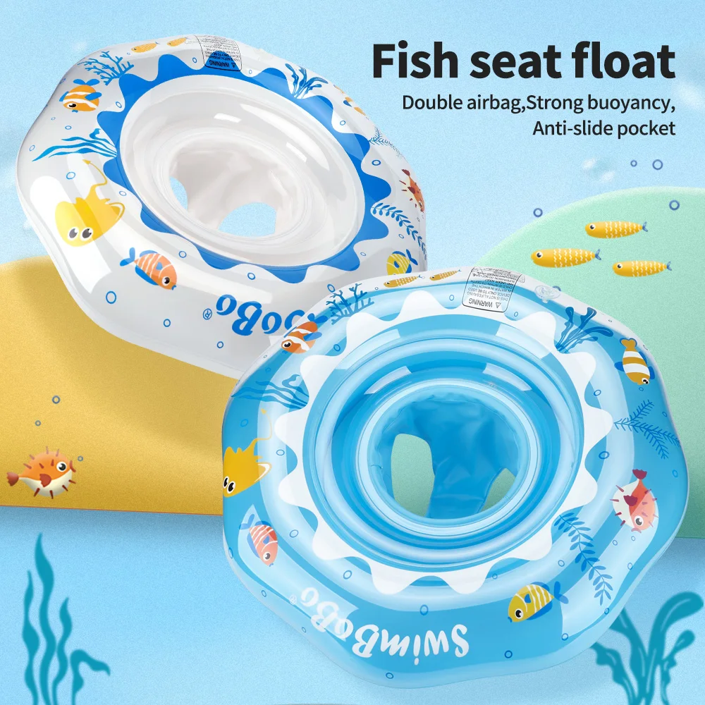Swimbobo Cool Inflatable Swimming Seat Ring Water Toy Kids PVC White Chid Floats  For Summer Portable Blue Ocean Baby Float Ring 6