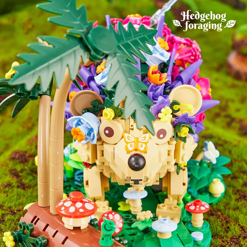 Flower Hedgeho Model Building Block Fly Bee Animals DIY Assemby Decoration City Construction Toy Adult Kids Desk Home Decor Xmas