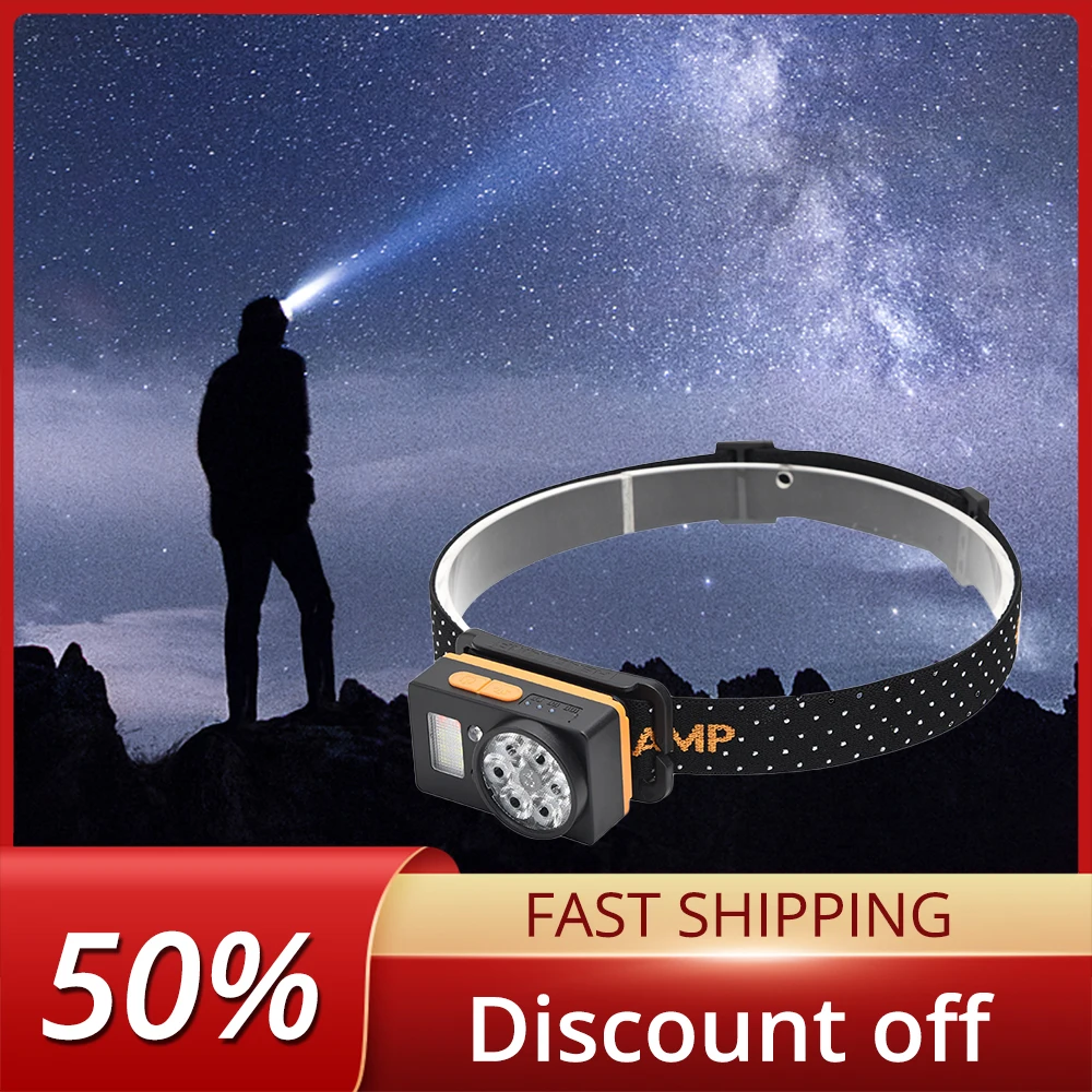 

New Mini Rechargeable Smart Sensor Headlight LED Multifunctional Outdoor Lamp Night Waterproof Running Lights Fishing Headlamp