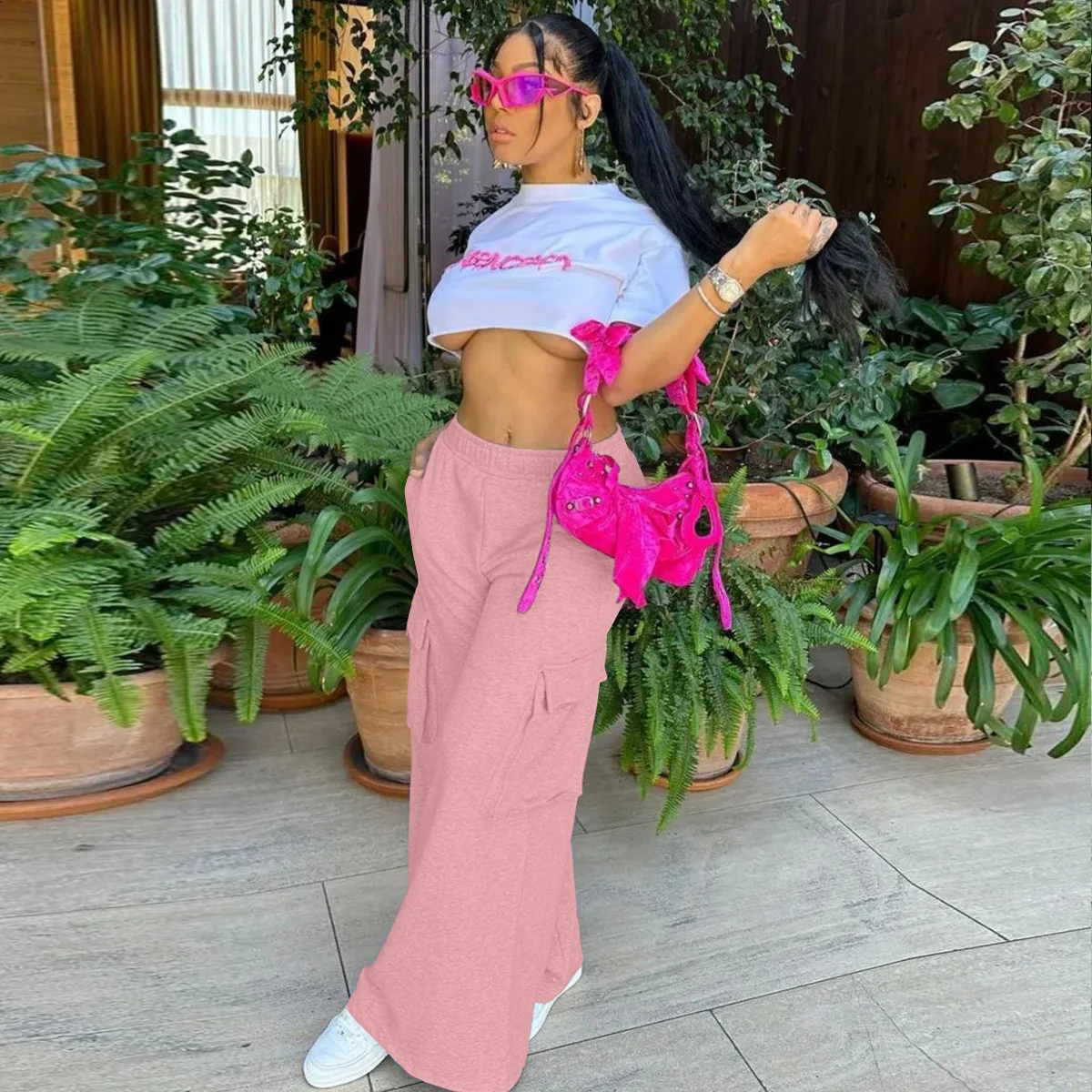 

Y2K Fashion Flare Baggy Pant Cotton Cargo Elegant Trousers 2023 Women Winter Clothes Casual Bottom Sweat Pocket Pants Joggers