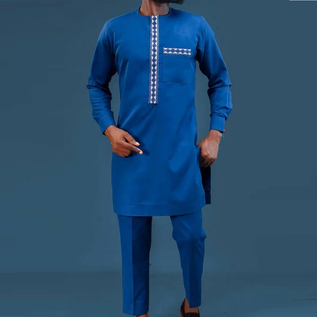 Kunle Embroidered Long Sleeve Kaftan Outfit - Image 3