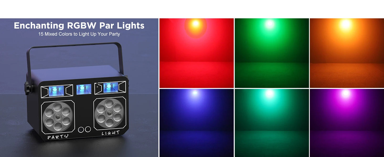U'King 24W LED Party Licht 4IN1 Mixed Effect Licht RGBW Bunte Muster Strobe Laser Licht DMX Bühne licht für DJ Disco Club – Detail 4
