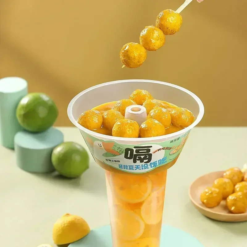 50pcs 500/700ml Disposable Food Cola Cup Thick Plastic Walking Hot Pot Cups Cold Drink Fruits Cup Holder Bowl Vegetable Cups