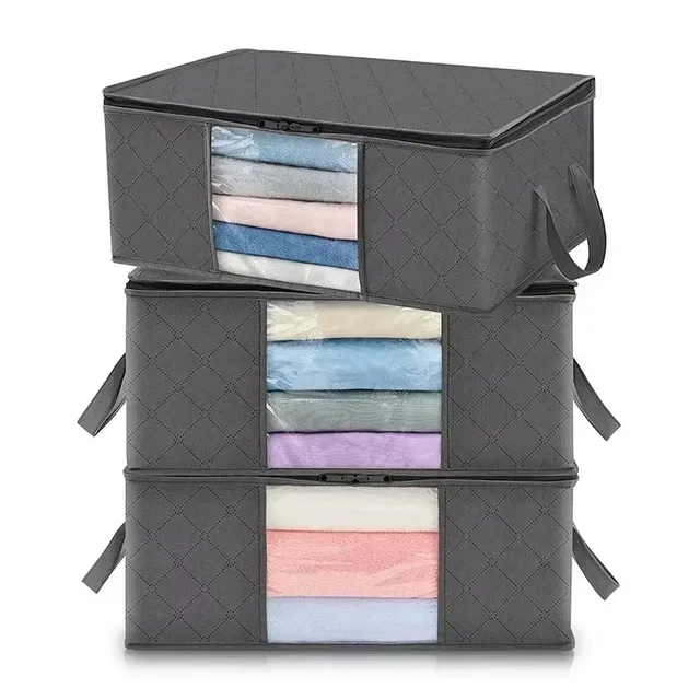 Sac de rangement pliable de grande capacité pour vêtements, sacs de rangement pour couvertures, conteneurs de rangement pour organiser les vêtements de placard de chambre à coucher 1