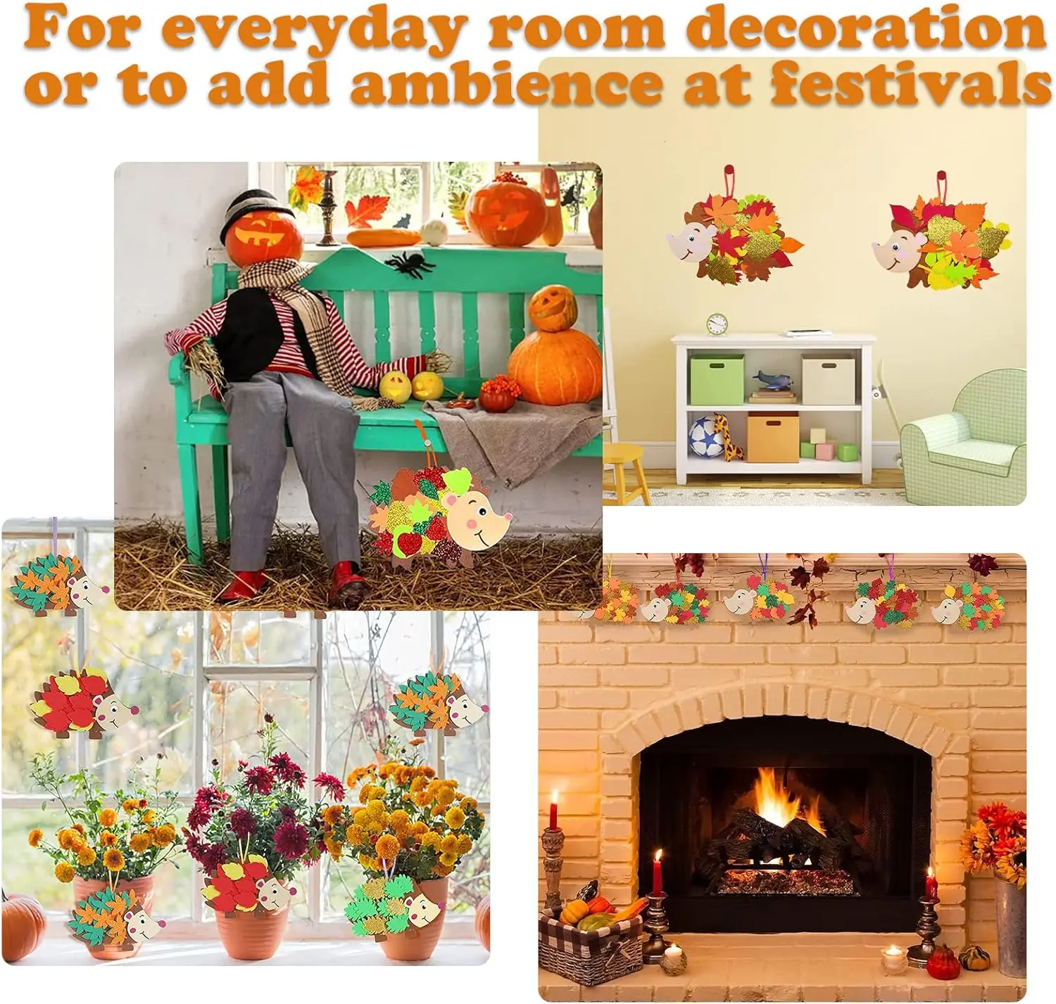8 teile/satz Nette Filz Tier Ornamente DIY Igel Blätter Herbst Handwerk Kit Herbst HandmadeThanksgiving Dekorationen Verwendet für Party – Detail 4