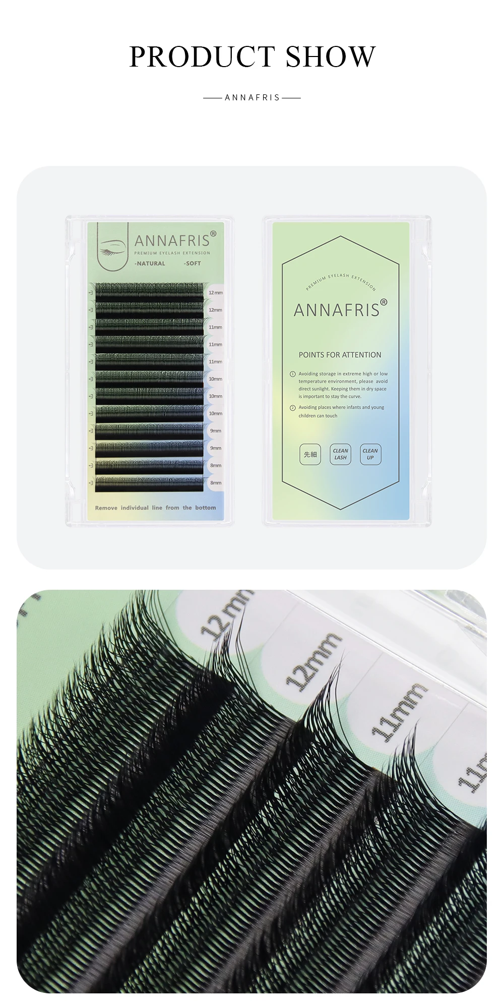 ANNAFRIS Farbige 3D+ W vorgefertigte Volumen-Fächerwimpern, braun, blau, lila, W-Form, dreiköpfige individuelle Wimpernverlängerung – Detail 9