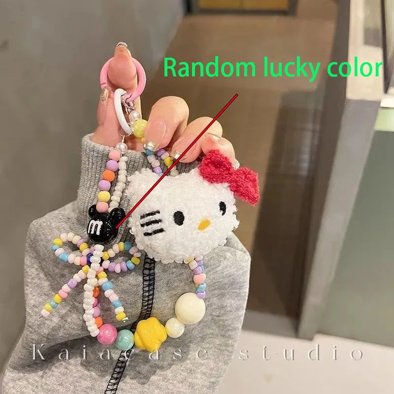 

Hello Kitty Sanrio Kawaii Anime Plush Cat Beaded Mobile Phone Chain Cute Mobile Phone Rope Lanyard Creative Pendant Kids Toys