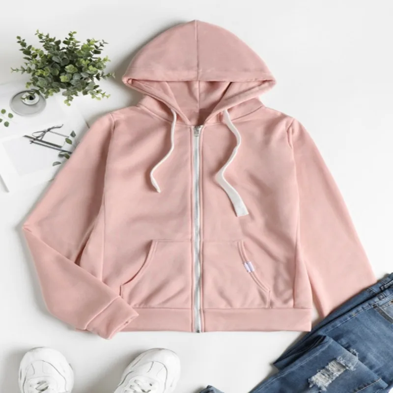 Fashion Trend Zipper Hooded Long-sleeved Plus Cashmere Sweater Coat