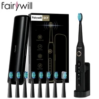 Fairywill FW507 Electric Sonic Toothbrush USB Charger Tooth 8Brush Replacement Waterproof Electronic Toothbrush with Travel Case