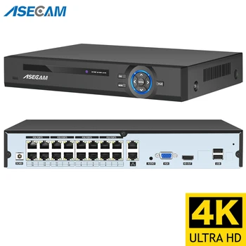 POE NVR 비디오 레코더, Onvif H.265 48V 오디오 출력 PTZ IP 카메라, AI 얼굴 감지 CCTV 시스템, RTSP P2P 네트워크 Xmeye, 16CH, 4k, 8MP