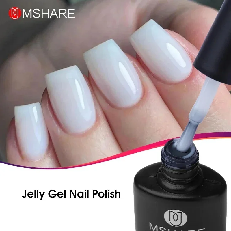 MSHARE Milky White Gelish Nail Polish Jelly Semi-Permanent Varnish Hybrid Enamel Nude UV Led Lamp Nails Art 10ml