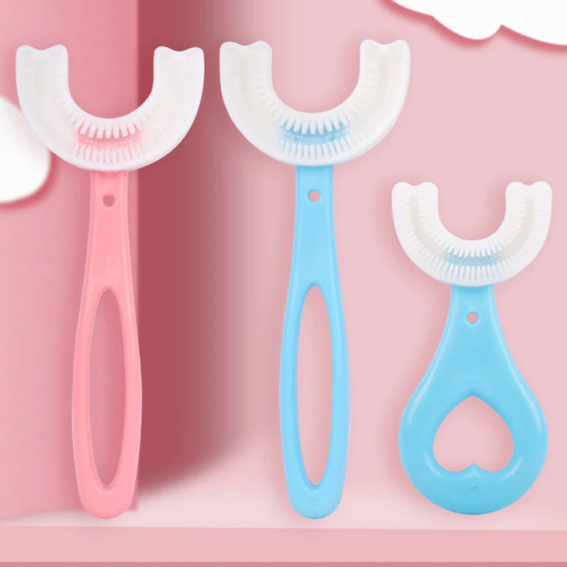 

Children Toothbrush Kids 360 Degree U-shaped Toothbrush Teether Soft Silicone Baby Brush 2-12years Kids Teeth Oral Care Cleaning