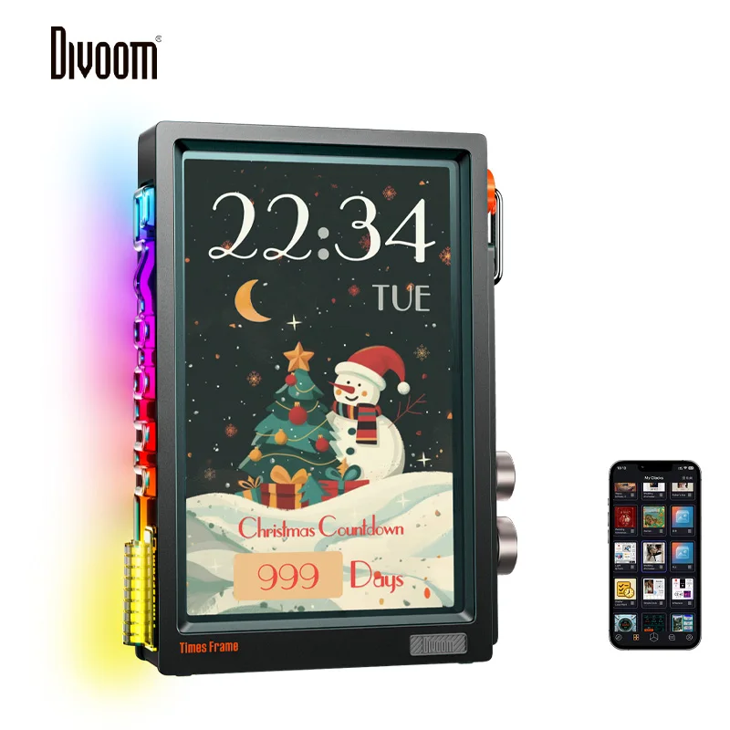 Divoom Times Frame Smart HD Screen | 10.1" DIY Digital Clock | Crypto Stocks Weather Calendar | Tech Gift Desk Setup