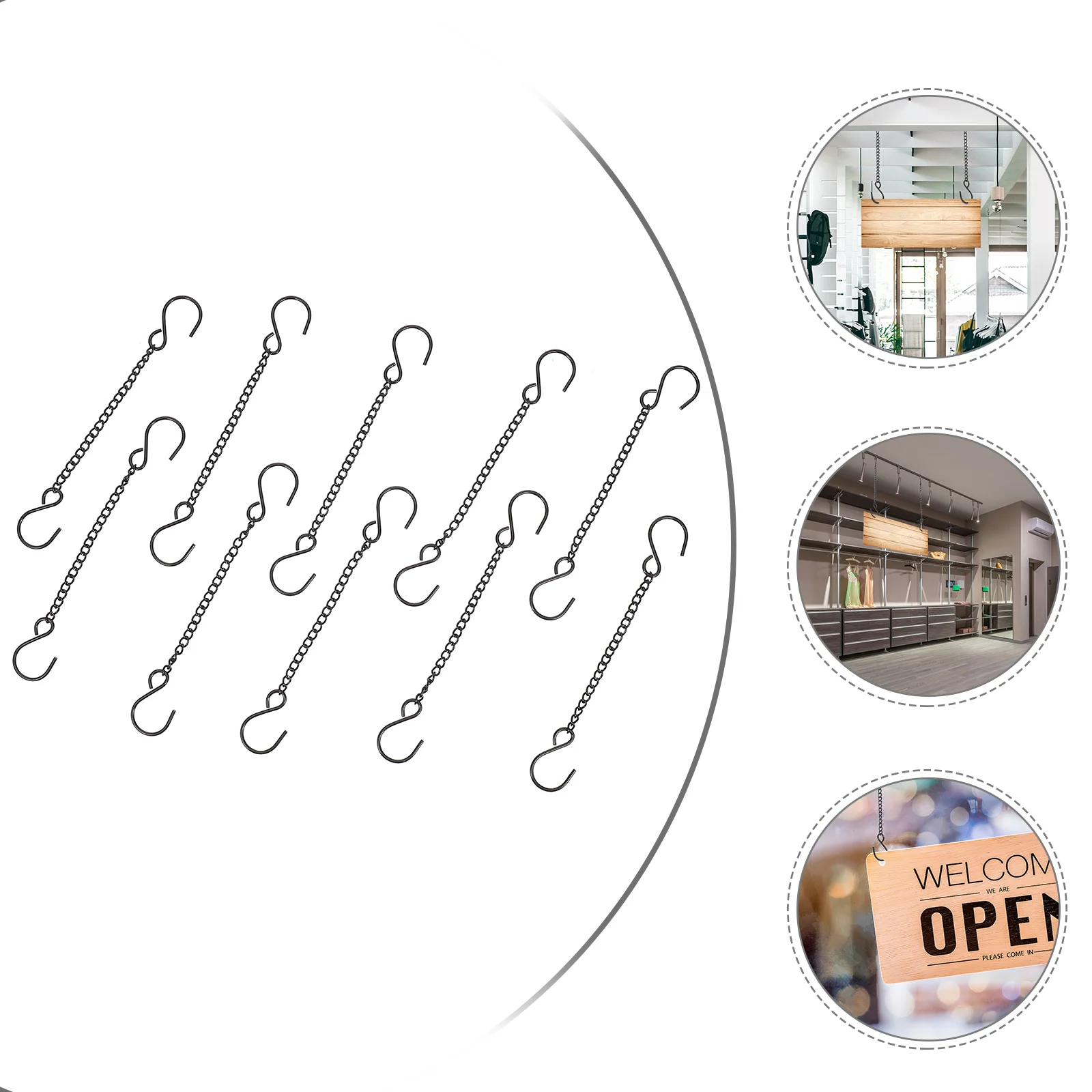 10 Pcs Door Hanging Chain Decorate House Number Sign Doorplate Chains The Shape Hook Iron Identification Accessories