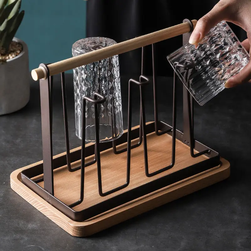 

Creative Japanese style cup holder tea coffee mug storage rack set upside down living room
