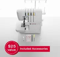 Singer S0100 Metal Frame Serger With Accessory Kit | Overlock Machine With 6 Built-In Stitches, 2-3-4 Thread Capability, 2