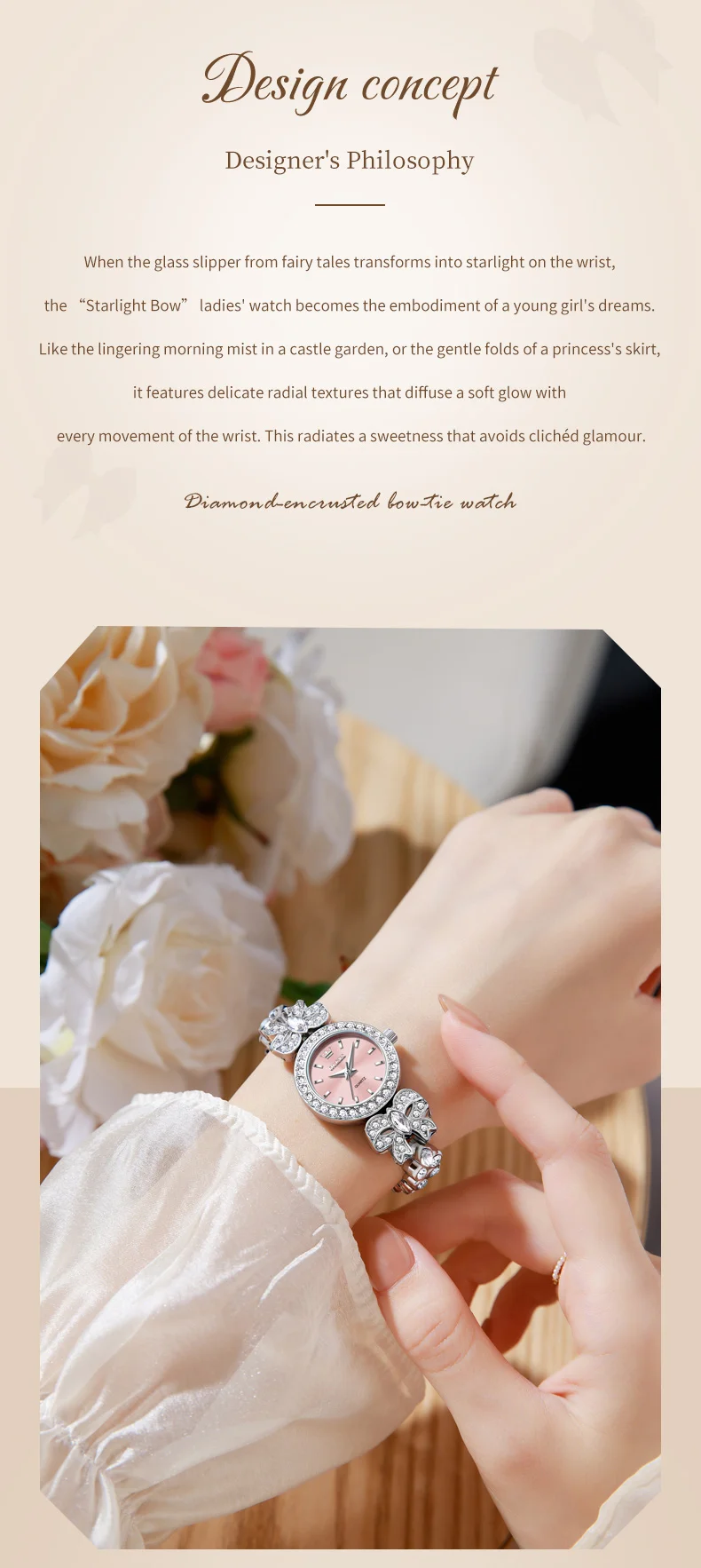 OLEVS 5887 Orologio da donna - Dettaglio cinturino con diamanti
