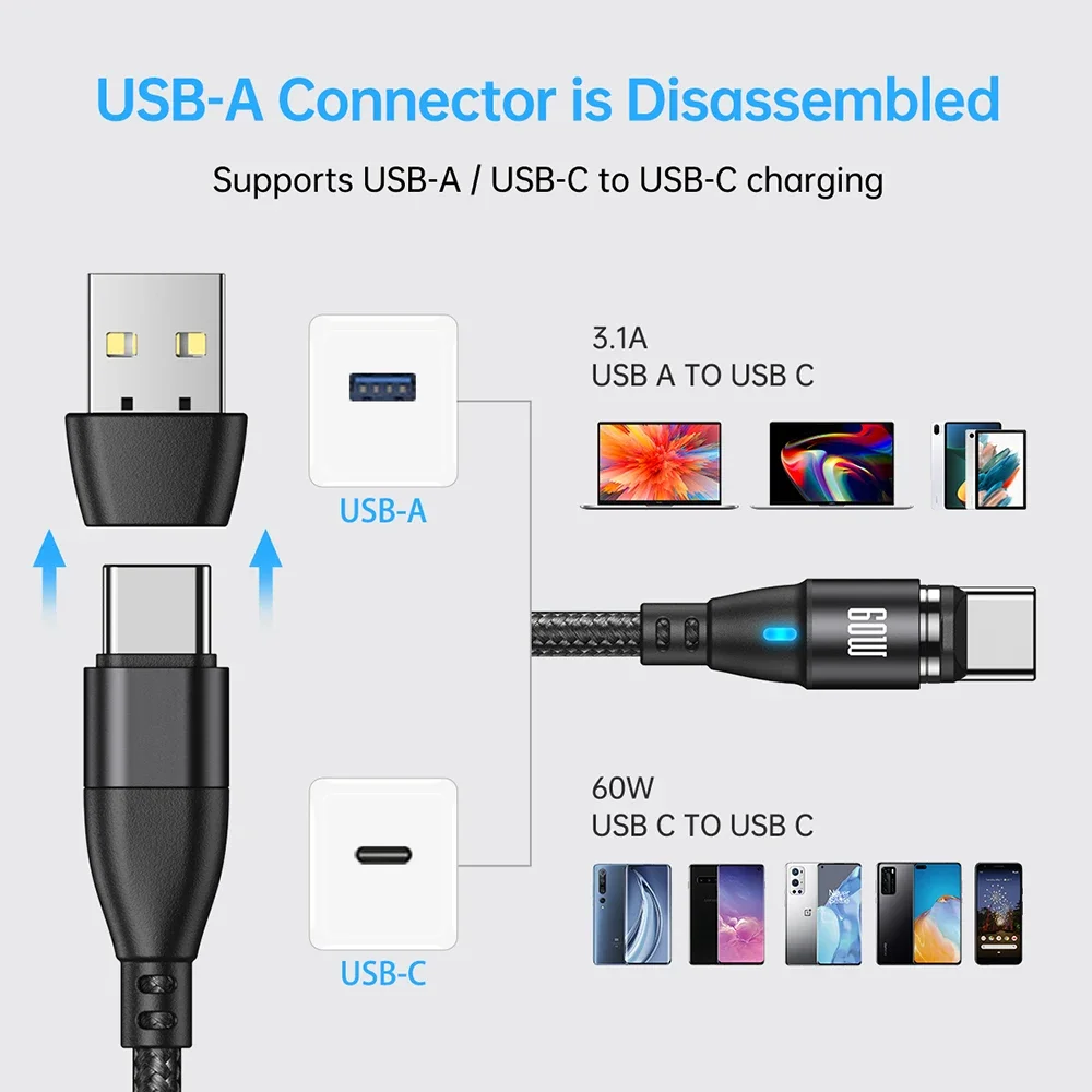 Magnetic Fast Charging USB-C Cable - 60W Power Delivery