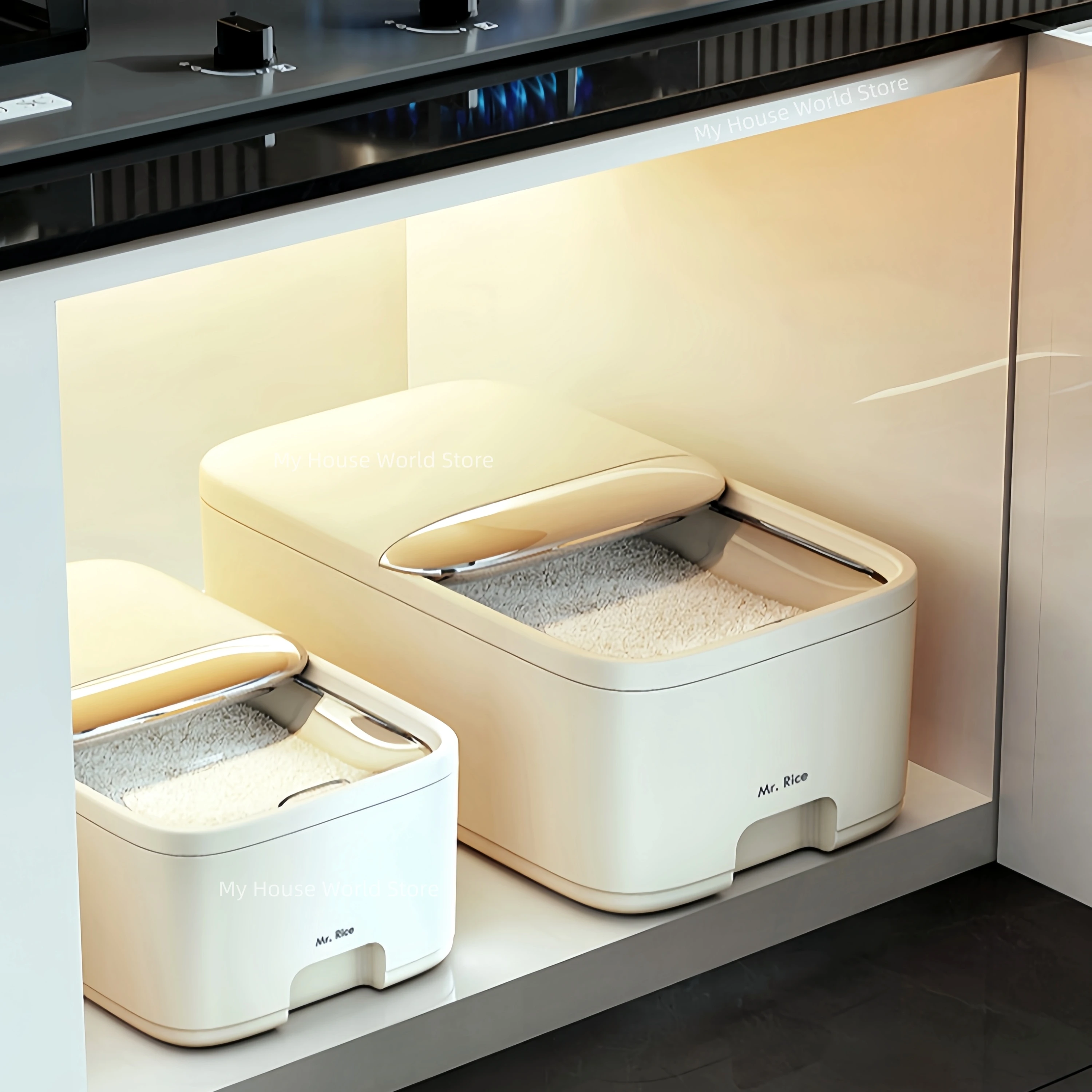 10KG Rice Storage Box Home with Lid Insect Proof Moisture Proof Rice Box Grain Sealed Jar Kitchen Container Storing Dry Grain 3